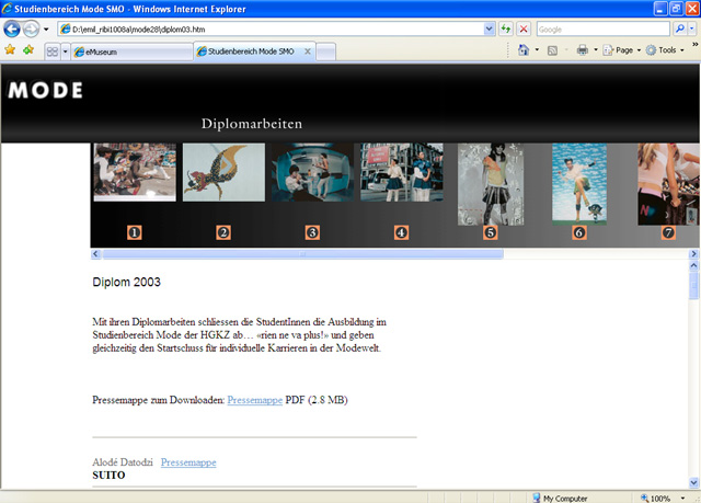 Seite mit Bildstrecke